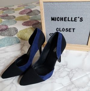 Black and blue pumps